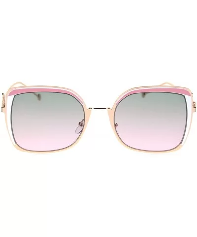 Womens Metal Rim Chic Butterfly Designer Sunglasses - Gold Pink Grey Pink - C718S6RQSME $20.60 Butterfly
