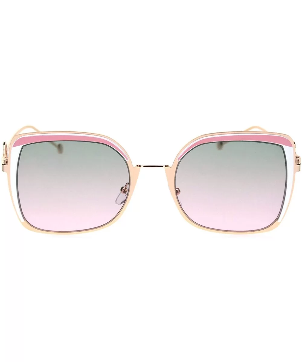 Womens Metal Rim Chic Butterfly Designer Sunglasses - Gold Pink Grey Pink - C718S6RQSME $20.60 Butterfly