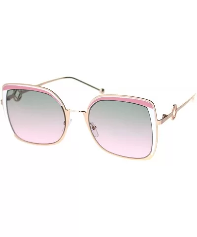 Womens Metal Rim Chic Butterfly Designer Sunglasses - Gold Pink Grey Pink - C718S6RQSME $20.60 Butterfly