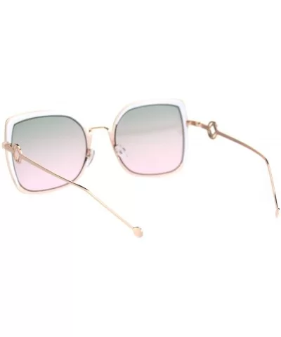 Womens Metal Rim Chic Butterfly Designer Sunglasses - Gold Pink Grey Pink - C718S6RQSME $20.60 Butterfly