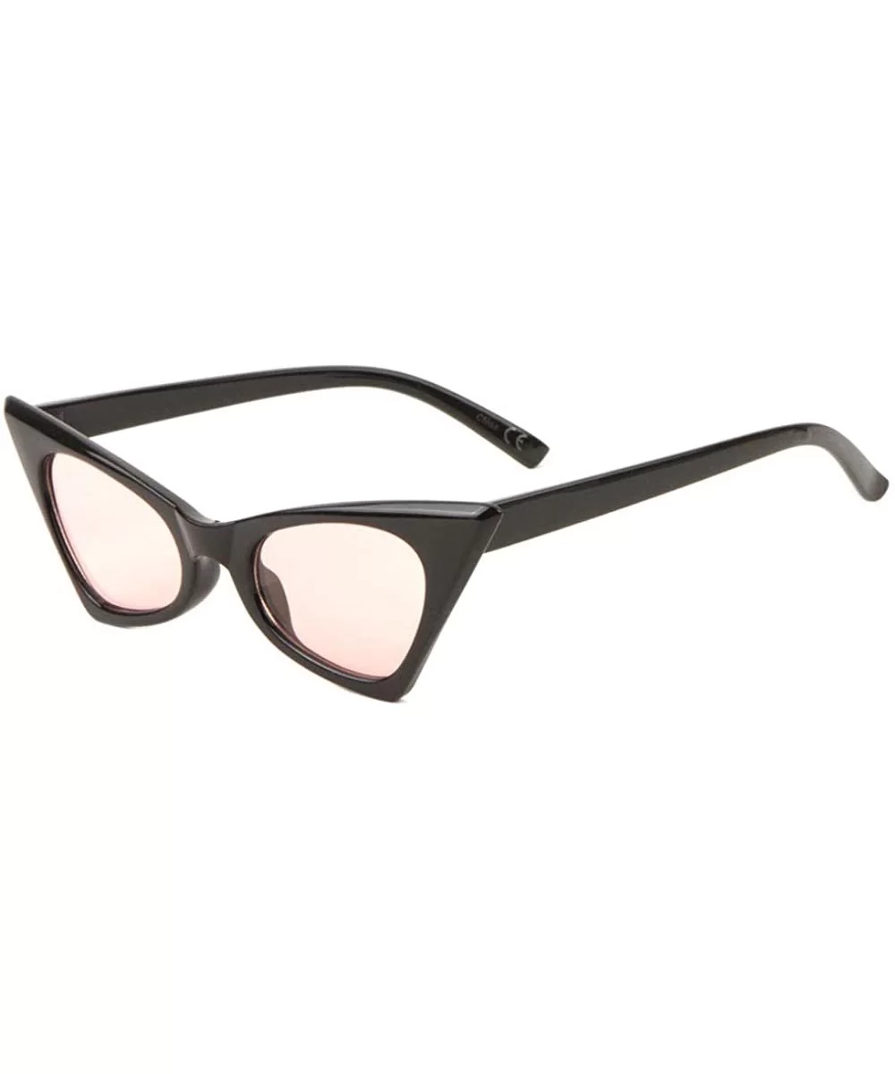 Black Retro Diagonal Top Sharp Cat Eye Color Lens Sunglasses - Light Pink - CL198EWO56G $21.03 Cat Eye