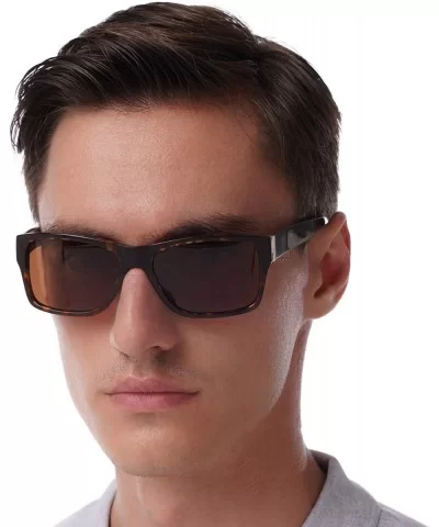 Men Decent UV400 Polarized Protection Lens Acetate Great Quality Sunglasses - Demi - CJ12N435X3E $37.84 Square