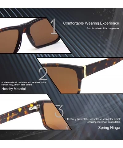 Men Decent UV400 Polarized Protection Lens Acetate Great Quality Sunglasses - Demi - CJ12N435X3E $37.84 Square