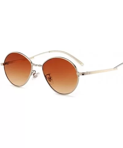 Women Candy Colors Small Oval Sunglasses Metal Frame Female Sun Glasses Clear Pink Lens Shades UV400 - Pink - CC199907TER $14...