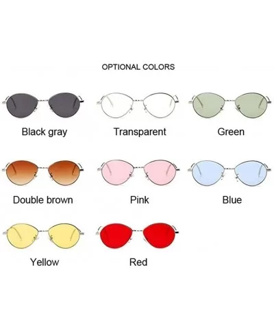 Women Candy Colors Small Oval Sunglasses Metal Frame Female Sun Glasses Clear Pink Lens Shades UV400 - Pink - CC199907TER $14...