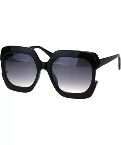 Womens Oversized Square Sunglasses High Temple Fashion UV 400 - Black (Smoke) - C218KWSSQS4 $22.50 Oversized