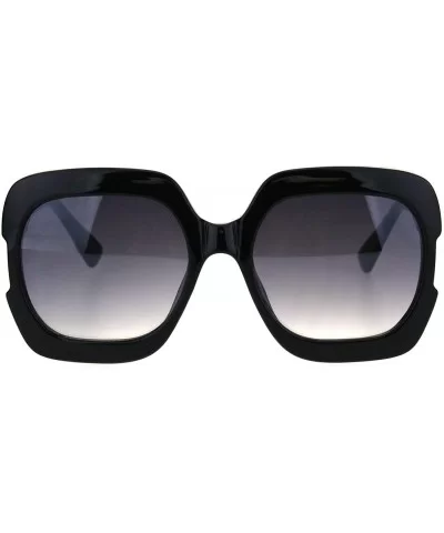 Womens Oversized Square Sunglasses High Temple Fashion UV 400 - Black (Smoke) - C218KWSSQS4 $22.50 Oversized