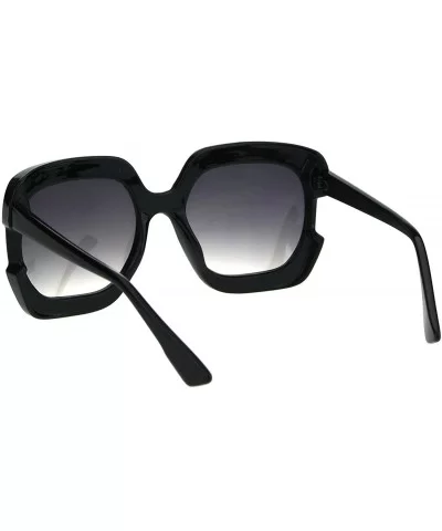 Womens Oversized Square Sunglasses High Temple Fashion UV 400 - Black (Smoke) - C218KWSSQS4 $22.50 Oversized