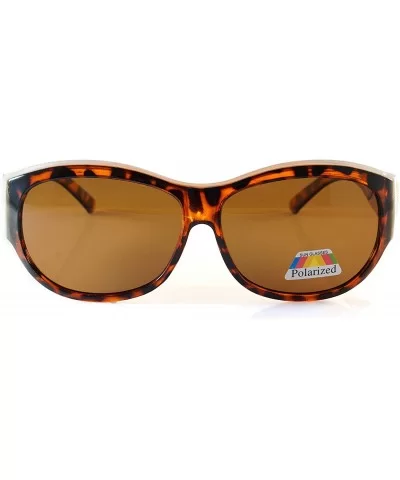 Large Square Gold Plated Metal Temple Polarized OTG Sunglasses P019 - Tortoise Brown - CI18HCIT625 $22.27 Square