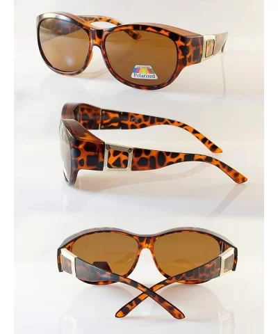 Large Square Gold Plated Metal Temple Polarized OTG Sunglasses P019 - Tortoise Brown - CI18HCIT625 $22.27 Square