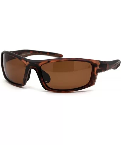 Mens Polarized Plastic Rim Warp Sport Sunglasses - Matte Tortoise Brown - CO18XSO8S6G $20.28 Sport