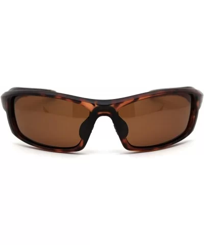 Mens Polarized Plastic Rim Warp Sport Sunglasses - Matte Tortoise Brown - CO18XSO8S6G $20.28 Sport