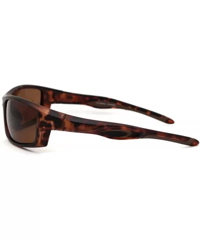 Mens Polarized Plastic Rim Warp Sport Sunglasses - Matte Tortoise Brown - CO18XSO8S6G $20.28 Sport