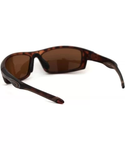 Mens Polarized Plastic Rim Warp Sport Sunglasses - Matte Tortoise Brown - CO18XSO8S6G $20.28 Sport