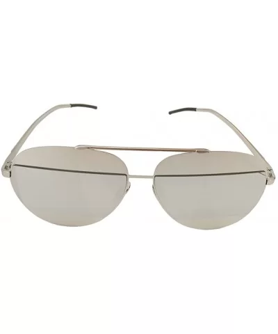 90s Sunglasses Aviators Style Gold Frame Rectangle Mirror Lens 55mm - Silver/Silver - CL12FU83M6H $24.28 Aviator
