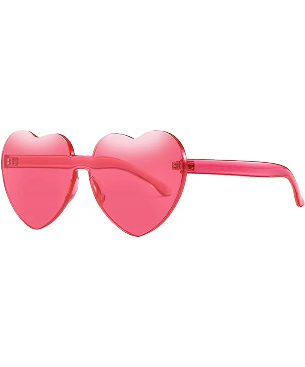 Womens Fashion Heart Shape Sunglasses Candy Color Glasses - Deep Pink - CF18Q6NEW97 $23.32 Round