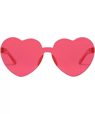 Womens Fashion Heart Shape Sunglasses Candy Color Glasses - Deep Pink - CF18Q6NEW97 $23.32 Round