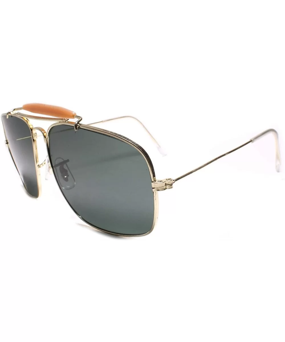 Classic True Vintage 80's Glass Lens Rectangle Aviator Sunglasses - Gold - CX18UK4QRWA $17.03 Aviator