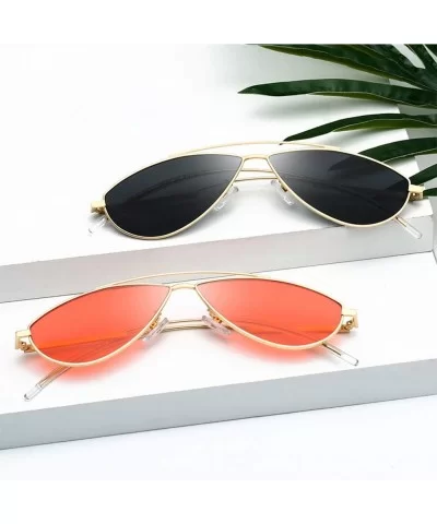 Women Retro Cat Eye Style Small Frame Suncreen Sunglasses - Gold Frame Red Lens - CV18WR8226O $14.94 Cat Eye