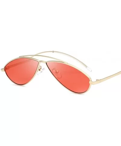 Women Retro Cat Eye Style Small Frame Suncreen Sunglasses - Gold Frame Red Lens - CV18WR8226O $14.94 Cat Eye