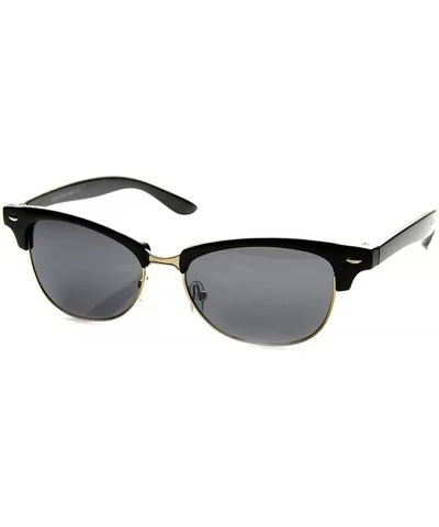 Classic Oval Shaped Semi-Rimless Half Frame Horn Rimmed Sunglasses - Black-gold Smoke - CZ11V1ZQSNX $15.36 Rimless