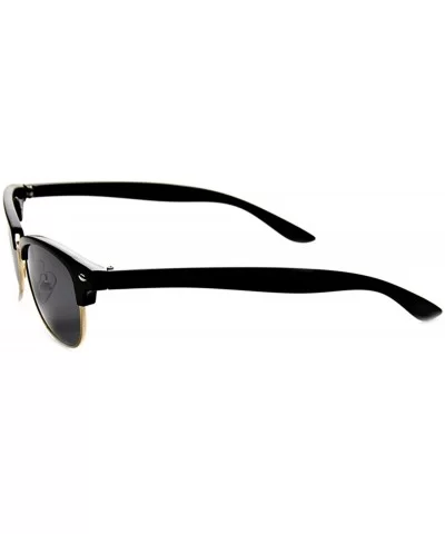 Classic Oval Shaped Semi-Rimless Half Frame Horn Rimmed Sunglasses - Black-gold Smoke - CZ11V1ZQSNX $15.36 Rimless