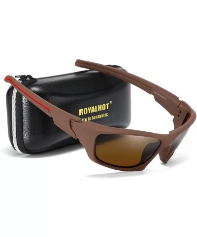 Polarized Sports Sunglasses Cycling Glasses with 6 Interchangeable Lenses - Brown - CI193YERX0I $22.84 Sport