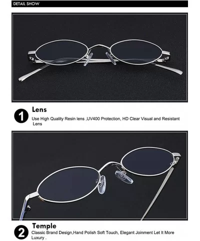 Oval Ultra Thin Small Skinny Slim Narrow Metal Frame Sunglasses Colored Lens - Silver-smoke - C218HZQDU92 $11.71 Oval