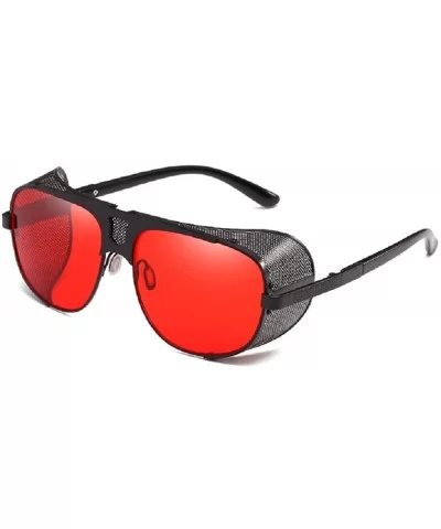 Men's SJR-A19 Flat Top Mesh Side Shield Metal Aviator Sunglasses - Black+red - C018H6MWD97 $29.01 Goggle