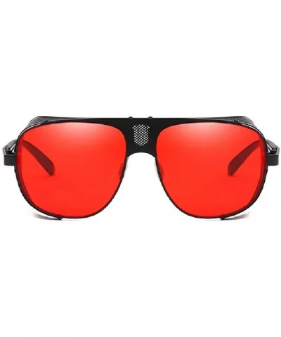 Men's SJR-A19 Flat Top Mesh Side Shield Metal Aviator Sunglasses - Black+red - C018H6MWD97 $29.01 Goggle