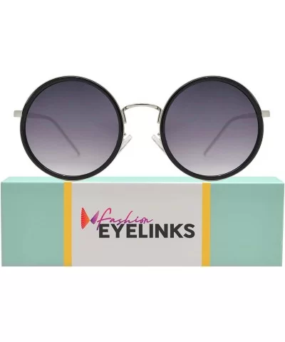 Round Circle Sunglasses Retro Vintage Inspired Style Women - Black + Smoke - CX18I5AZNZZ $16.70 Round