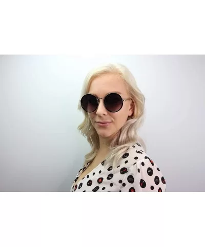 Round Circle Sunglasses Retro Vintage Inspired Style Women - Black + Smoke - CX18I5AZNZZ $16.70 Round