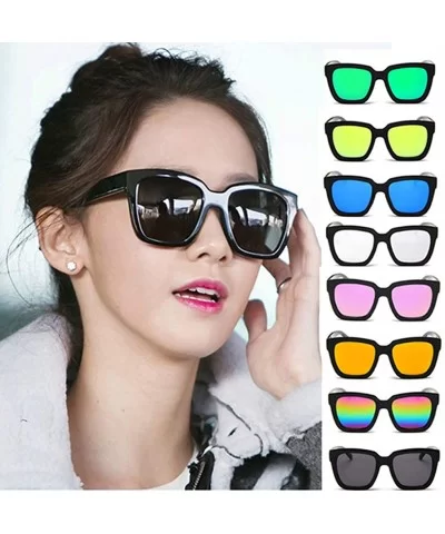 Unisex Polarized Sunglasses- Mirrored Lenses Fashion Glasses Colorful Beach Sunglasses with Black Border - Gray - CR196N5CDQE...