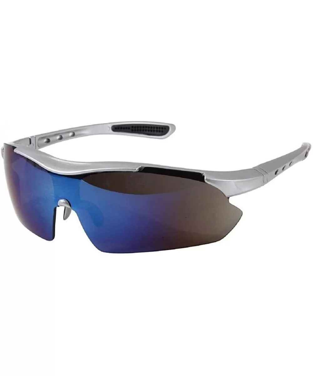 Sunglasses Sport Silver 357 Magnum Polycarbonate Blue Mirror Lens - CC18C5DH9NS $32.18 Sport