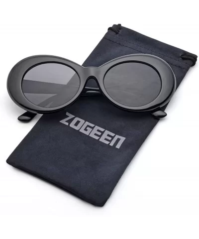 Bold Retro Oval Lens Mod Style Thick Frame Sunglasses Clout Goggles 1212 - Black - C818634GYK0 $17.32 Round