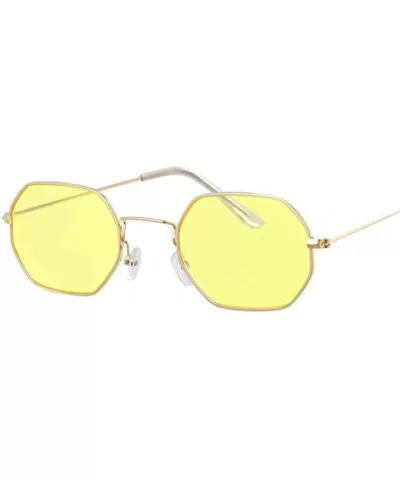 Small Round Vintage Mirror Lenses UV Protection Unisex Sunglasses by - Gold Yellow - CK18TYSK5WO $16.64 Oversized