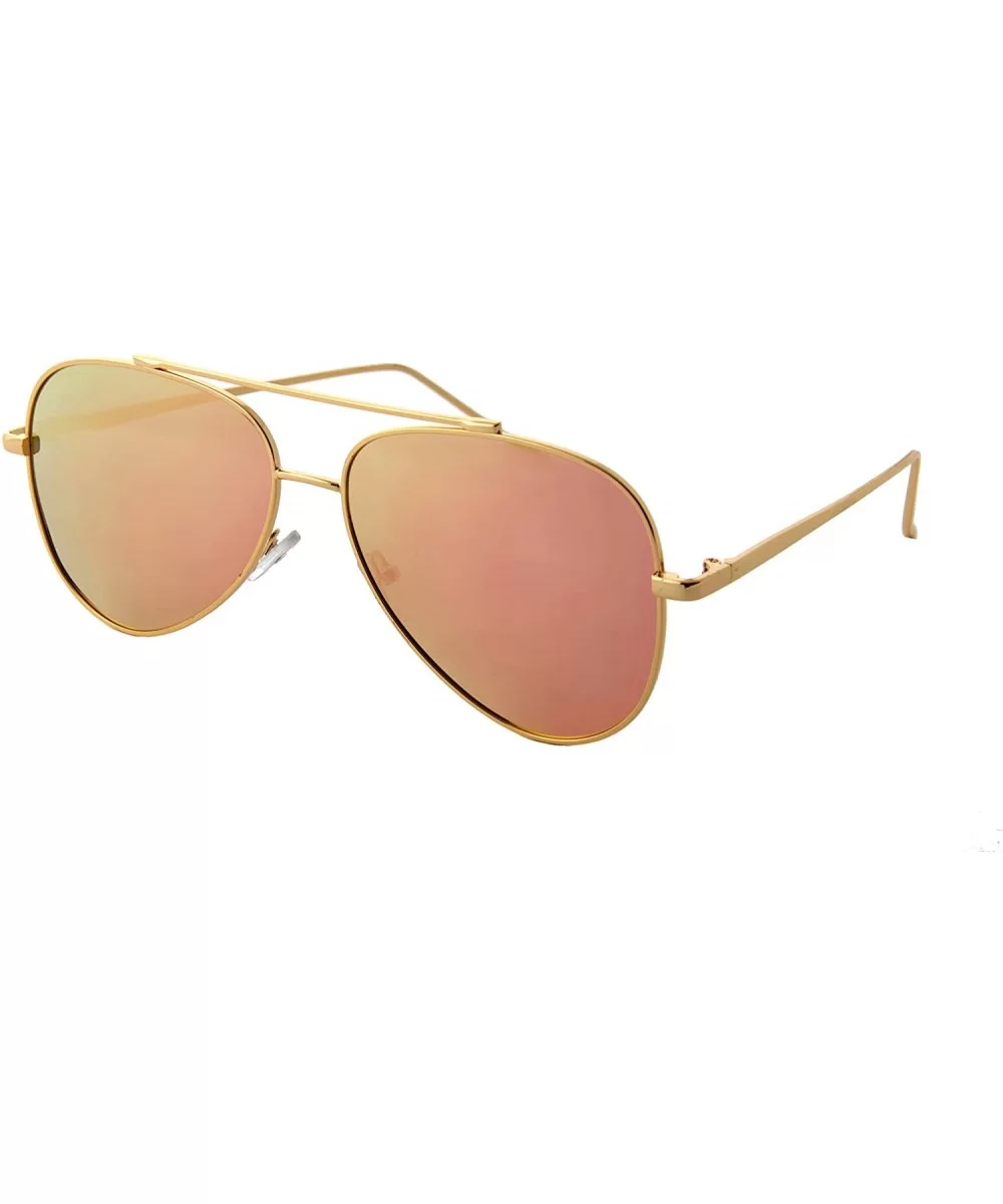 Unisex Sunglasses Metal Double Bridge Frame AVIATOR Polarized UV400 - Gold Metal Frame/ Mirrored Pink Lens - CR18GWHIWYZ $15....