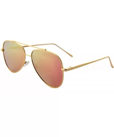 Unisex Sunglasses Metal Double Bridge Frame AVIATOR Polarized UV400 - Gold Metal Frame/ Mirrored Pink Lens - CR18GWHIWYZ $15....