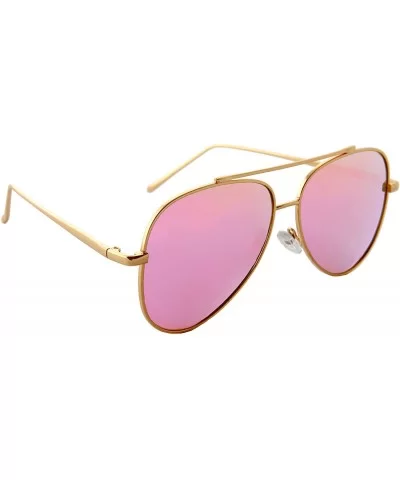 Unisex Sunglasses Metal Double Bridge Frame AVIATOR Polarized UV400 - Gold Metal Frame/ Mirrored Pink Lens - CR18GWHIWYZ $15....