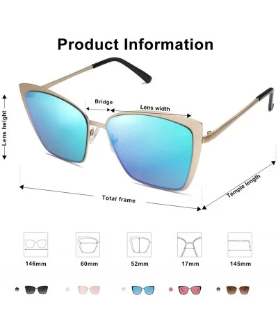 Cateye Sunglasses for Women Fashion Mirrored Lens Metal Frame SJ1086 - C6 Gold Frame/Green Mirrored Lens - C818CYDCI2W $19.51...