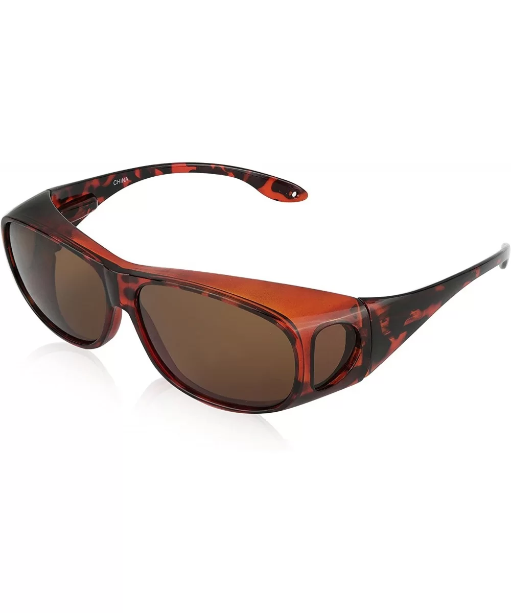 Over Glasses Sunglasses Semi Rimless Polarized Lens Fitover Sunglasses - Tortoise(full Frame) - CG18GXY6QQA $18.59 Oversized