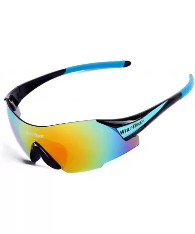 Men Women UV400 Protection Cycling Sunglasses Outdoor Sport Glasses - Black With Blue - C2124EANL03 $13.11 Goggle