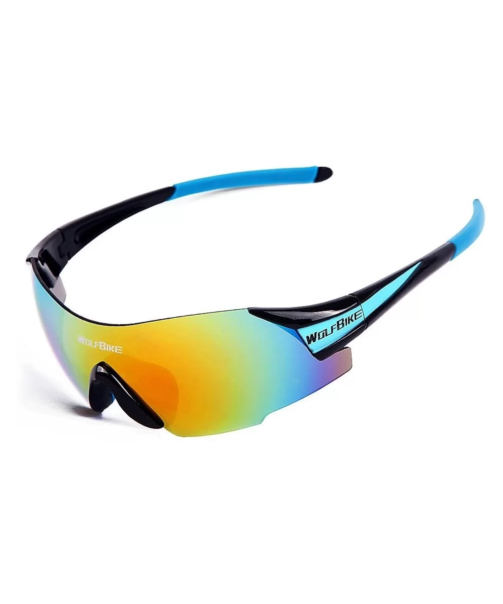 Men Women UV400 Protection Cycling Sunglasses Outdoor Sport Glasses - Black With Blue - C2124EANL03 $13.11 Goggle