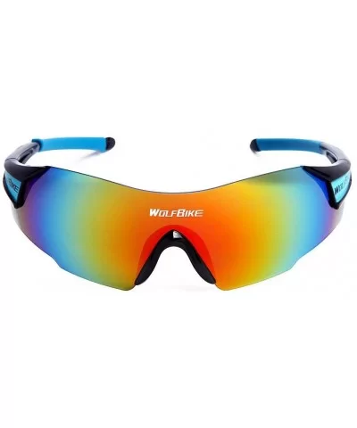 Men Women UV400 Protection Cycling Sunglasses Outdoor Sport Glasses - Black With Blue - C2124EANL03 $13.11 Goggle