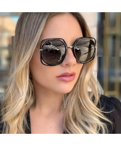 Oversized Round Sunglasses for Women Plastic Frame Sun Glasses UV400 - Black Black - CS19060YHQC $20.56 Oversized