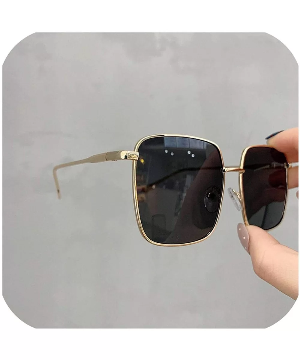 Sunglasses Women Vintage Oversized Glasses Square Shades Metal Frame Womens UV400 Eyewear Ocean Lens - Color 1 - CY197A2RIWH ...