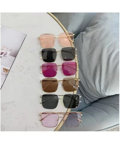 Sunglasses Women Vintage Oversized Glasses Square Shades Metal Frame Womens UV400 Eyewear Ocean Lens - Color 1 - CY197A2RIWH ...