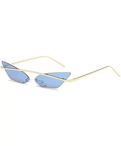 Men and women Fashion Retro Sunglasses metal frame Sunglasses - Blue - CX18LLCEAIM $12.26 Sport