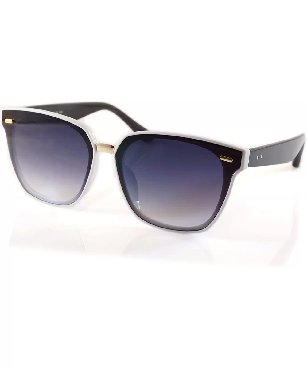 Unisex Horn Rimmed Gradient Mirrored Couple Sunglasses A196 - White Black/ Black Gr - CN18EITG4XZ $16.24 Oversized