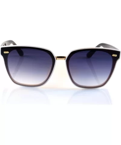 Unisex Horn Rimmed Gradient Mirrored Couple Sunglasses A196 - White Black/ Black Gr - CN18EITG4XZ $16.24 Oversized